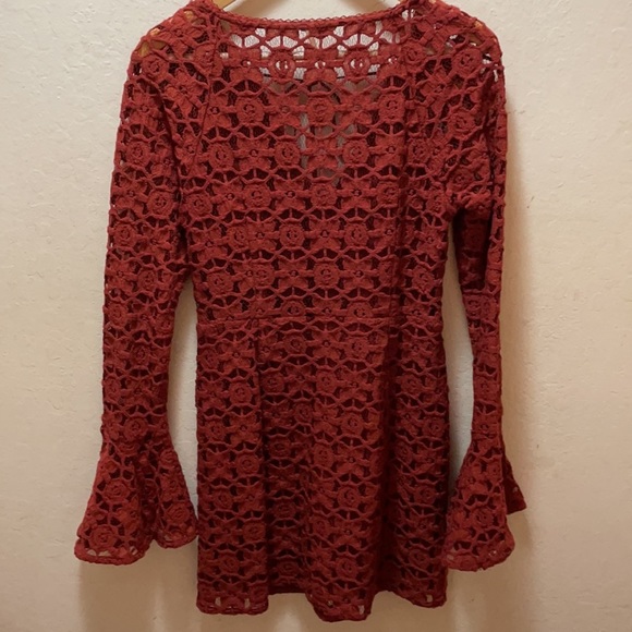 🎊 HP🎉 Free People Back to Back Rust Crotchet Mini Dress - Picture 9 of 10